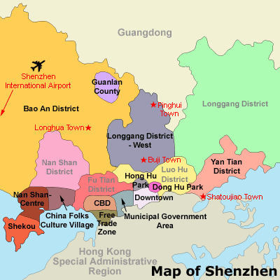 cina, shenzhen map