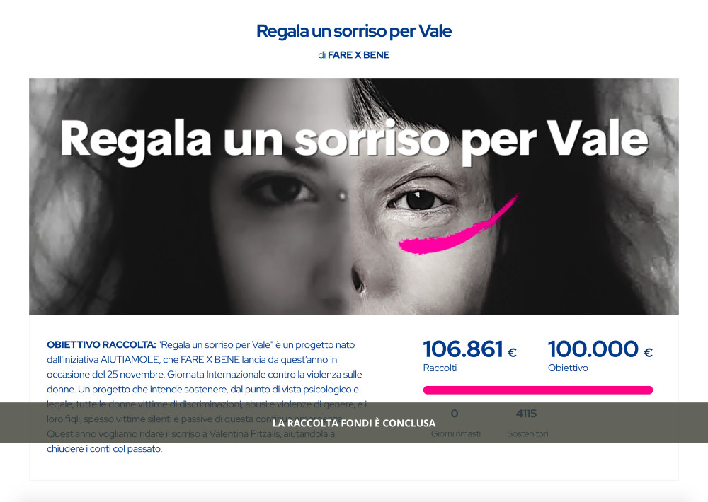 Crowdfunding sociale, chiusa con successo la campagna per Valentina Pitzalis